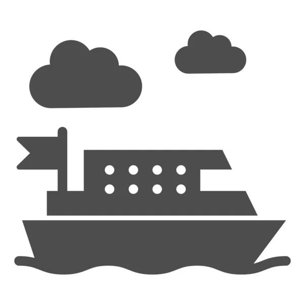 Ícone sólido da balsa, conceito do transporte público, sinal do transporte do navio da balsa no fundo branco, barco no ícone do mar no estilo do glifo para o conceito móvel e o Web design. Gráficos vetoriais . — Vetor de Stock