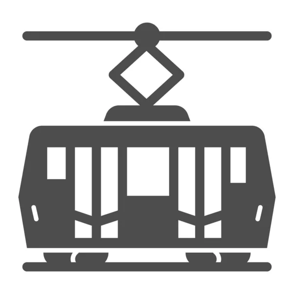 Icono sólido de tranvía, concepto de transporte público, cartel de transporte ferroviario urbano sobre fondo blanco, icono de tranvía en estilo glifo para concepto móvil y diseño web. Gráficos vectoriales . — Archivo Imágenes Vectoriales