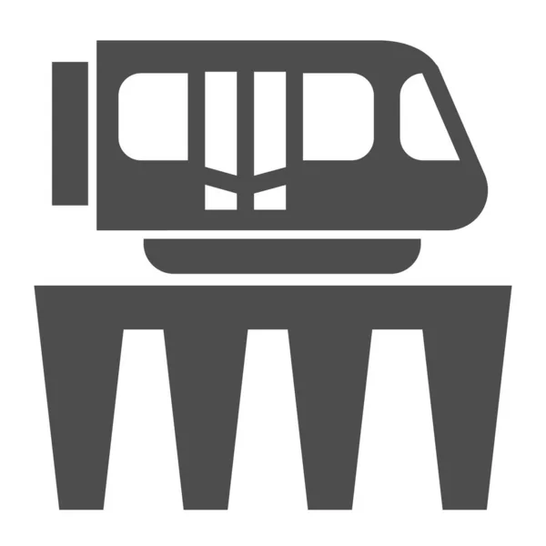 Icono sólido del tren monorraíl, concepto de transporte público, cartel del metro del monorraíl sobre fondo blanco, icono del monorraíl y tranvía en estilo glifo para el concepto móvil y el diseño web. Gráficos vectoriales . — Archivo Imágenes Vectoriales