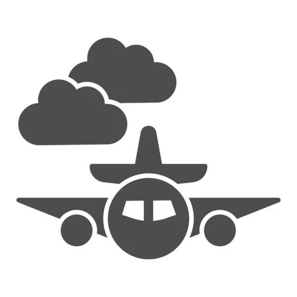 Plane solid icon, Public transport concept, Plane in the clouds sign on white background, airplane symbol in glyph style for mobile concept and web design. Vector graphics. — Stock Vector
