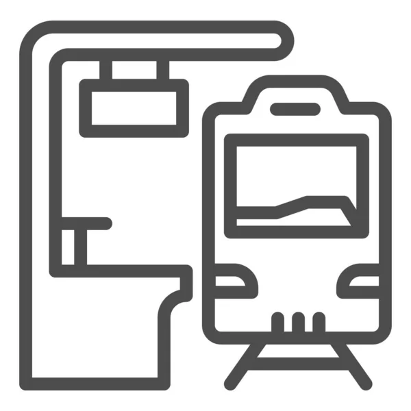 Train Stop Line Symbol, Nahverkehrskonzept, Elektrozug Stoppschild auf weißem Hintergrund, Bahnhofssymbol im Umrissstil für mobiles Konzept und Webdesign. Vektorgrafik. — Stockvektor