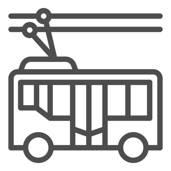 Ikona linii trolejbusowej, koncepcja transportu publicznego, znak wózka trackless na białym tle, ikona sylwetki tramwaju w zarysie stylu dla mobilnej koncepcji i projektowania stron internetowych. Grafika wektorowa. — Wektor stockowy