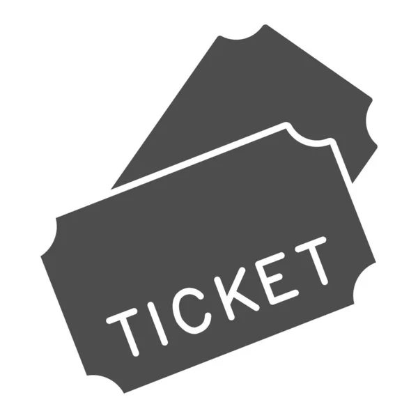 Icono sólido de tickets, concepto de transporte público, señal de ticket de transporte sobre fondo blanco, icono de dos tickets en estilo glifo para concepto móvil y diseño web. Gráficos vectoriales . — Vector de stock