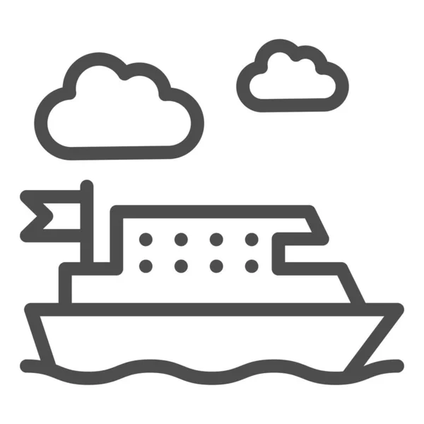 Значок паромной линии, концепция общественного транспорта, знак паромного транспорта на белом фоне, иконка "Лодка на море" в очертаниях для мобильной концепции и веб-дизайна. Векторная графика. — стоковый вектор