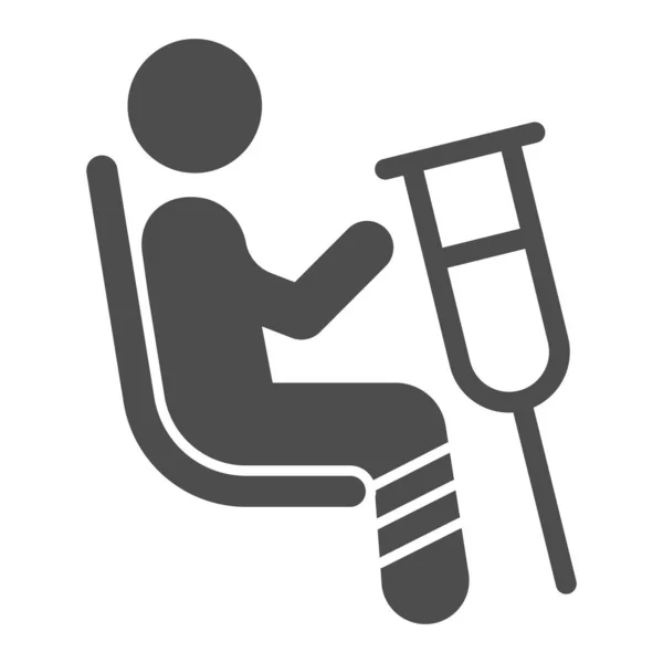 Place for disabled people solid icon, Public transport concept, Priority seating sign on white background, person in chair with crutches icon in glyph style. Vector graphics. — Stock Vector