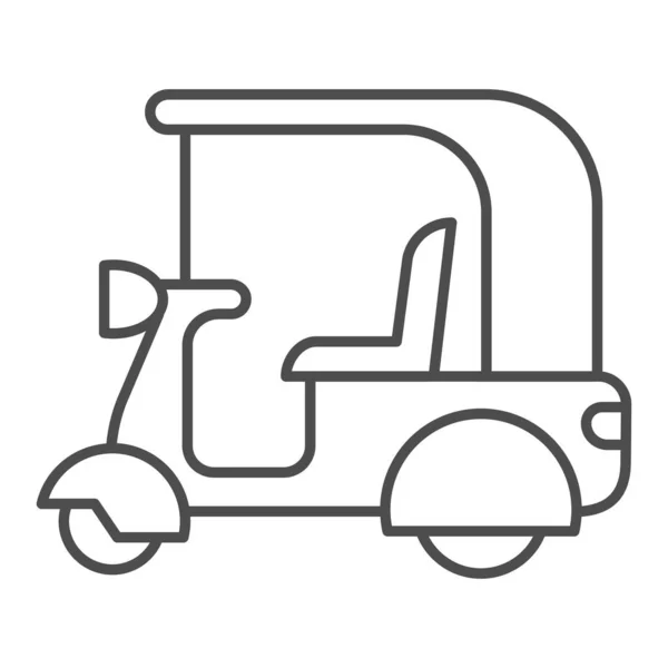 Moto de ville avec icône de ligne mince de toit, concept de transport public, panneau Scooter sur fond blanc, icône Rickshaw dans le style de contour pour concept mobile et web design. Graphiques vectoriels. — Image vectorielle