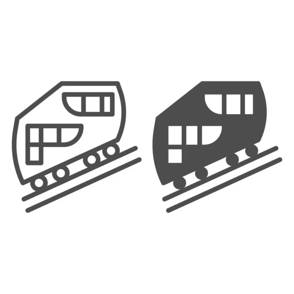 Linha ferroviária funicular e ícone sólido, conceito de transporte público, sinal cabo-ferroviário no fundo branco, ícone de cabo no estilo esboço para o conceito móvel e web design. Gráficos vetoriais . — Vetor de Stock