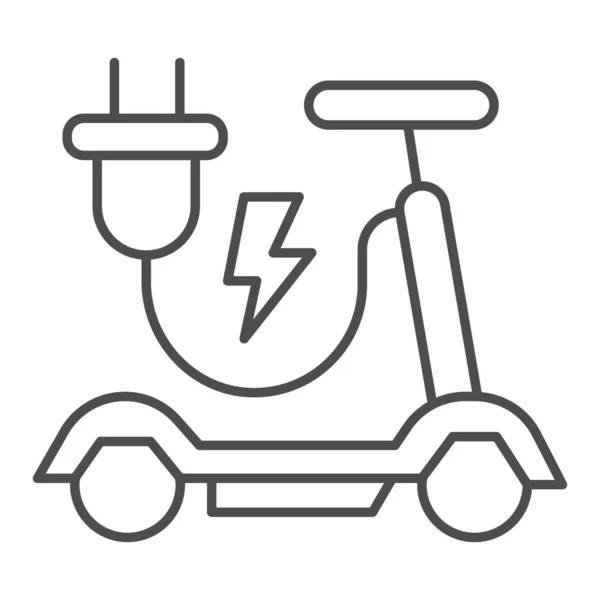 Ícone de linha fina scooter elétrico, conceito de transporte público, sinal de transporte alternativo eco no fundo branco, ícone de scooter de chute elétrico no estilo esboço para celular e web. Gráficos vetoriais . —  Vetores de Stock