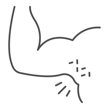 Koltuk altı ince çizgi ikonu, alerji konsepti, beyaz arka planda koltuk altı enfeksiyonu işareti, alerji etkiler ve mobil ve web tasarımı için ana hatlı reaksiyon ikonu. Vektör grafikleri.