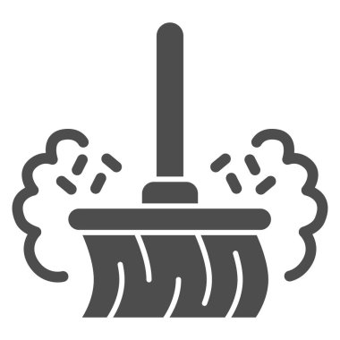 Süpürge ve toz katı ikonu, alerji kavramı, beyaz arka planda toz alerjisi işareti, mobil konsept ve web tasarımı için simge şeklinde toz bulutu simgesi. Vektör grafikleri.