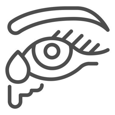 Göz lekeleme çizgisi ikonu, alerji semptomları konsepti, beyaz arka planda aşırı sulama işareti, mobil ve web tasarımı için göz yaşartıcı simge. Vektör grafikleri.