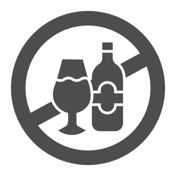 Alergia al alcohol icono sólido, concepto de alergia, prohibición de signo de alcohol sobre fondo blanco, Icono de intolerancia a las bebidas en estilo glifo para el concepto móvil y diseño web. Gráficos vectoriales. — Archivo Imágenes Vectoriales