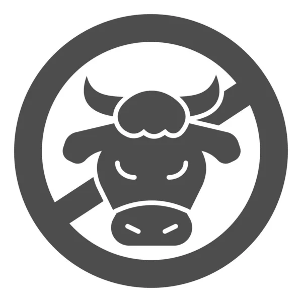 Kráva hlava v kříženém kruhu pevné ikony, Alergie koncept, Bez mléka a laktózy znamení na bílém pozadí, Zakázané mlékárny s ikonou kravské hlavy v glyfovém stylu pro mobilní a web. Vektorová grafika. — Stockový vektor