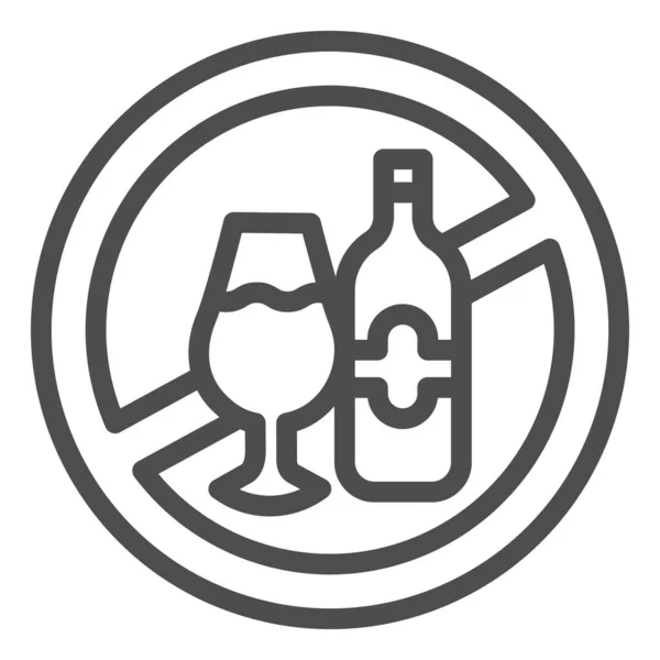 Icône de ligne d'allergie à l'alcool, concept d'allergie, interdiction de signe d'alcool sur fond blanc, icône d'intolérance aux boissons dans le style de contour pour concept mobile et web design. Graphiques vectoriels. — Image vectorielle