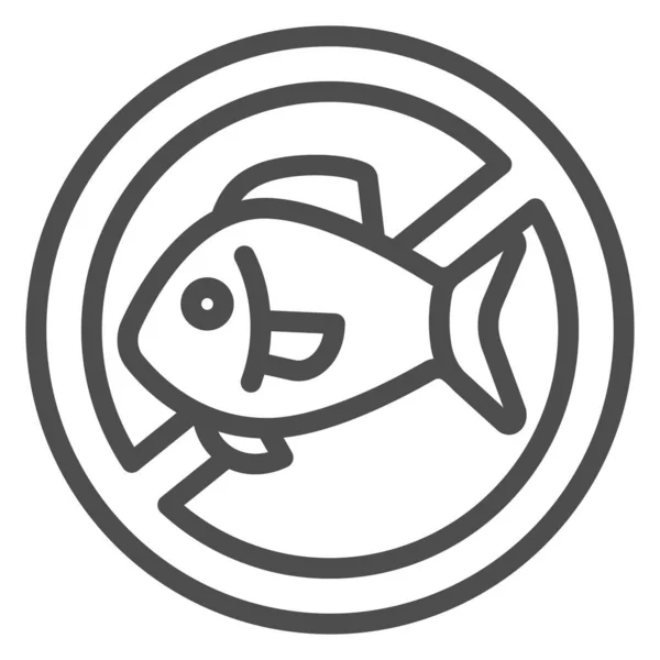 Allergie à l'icône de la ligne de fruits de mer, concept d'allergie, panneau d'allergie aux fruits de mer sur fond blanc, panneau interdit avec icône de poisson dans le style de contour pour concept mobile et web design. Graphiques vectoriels. — Image vectorielle