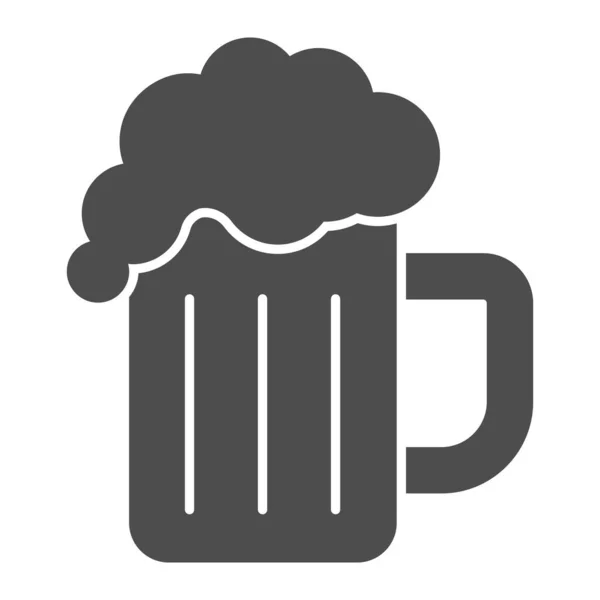 Caneca de cerveja ícone sólido, Craft conceito de cerveja, sinal de bebida no fundo branco, ícone de cerveja no estilo glifo para o conceito móvel e web design. Gráficos vetoriais . — Vetor de Stock