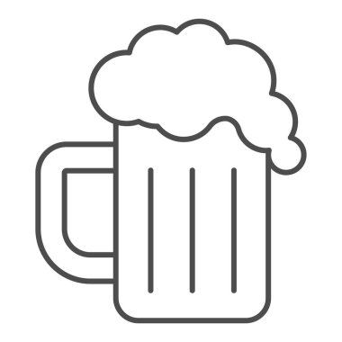 Bir kupa bira ince çizgi ikonu, Craft bira konsepti, beyaz arka planda içecek tabelası, mobil konsept ve web tasarımı için ana hatlı bira ikonu. Vektör grafikleri.
