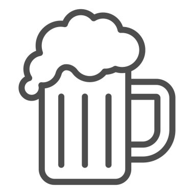 Bira hattı ikonu, zanaat bira konsepti, beyaz arka planda içecek tabelası, mobil konsept ve web tasarımı için ana hatlı bira ikonu. Vektör grafikleri.