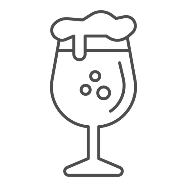 Склянка пива тонкої лінії значок, концепція крафтового пива, кухоль пива зі знаком піни на білому тлі, напій у скляній іконі в контурному стилі для мобільної концепції та веб-дизайну. Векторна графіка . — стоковий вектор
