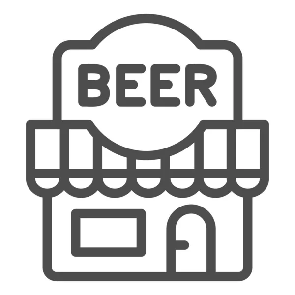 Bier-Shop-Liniensymbol, Craft-Bier-Konzept, Vorderfassade des Bier-Store-Schildes auf weißem Hintergrund, Alkohol-Bar-Gebäude-Symbol im Umriss-Stil für mobiles Konzept und Webdesign. Vektorgrafik. — Stockvektor