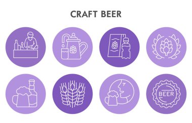 Modern Craft bira Infographic tasarım şablonu ve ikonlar. Bira Infographic görselleştirmesi beyaz arka planda. Sunum için demleme şablonu. Infographic için yaratıcı vektör illüstrasyonu.