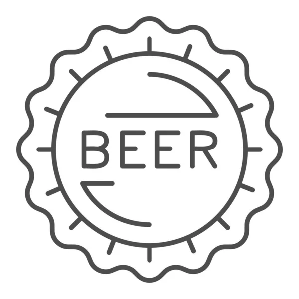 Bierflaschenverschluss-Symbol, Craft-Bier-Konzept, Bar-Stempel-Schild auf weißem Hintergrund, Flaschenverschluss-Symbol im Outline-Stil für mobiles Konzept und Webdesign. Vektorgrafik. — Stockvektor