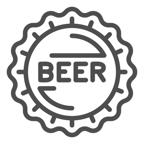 Ikona uzávěru láhve od piva, koncept řemeslného piva, značka razítka na bílém pozadí, ikona uzávěry láhve ve ve stylu osnovy pro mobilní koncept a web design. Vektorová grafika. — Stockový vektor
