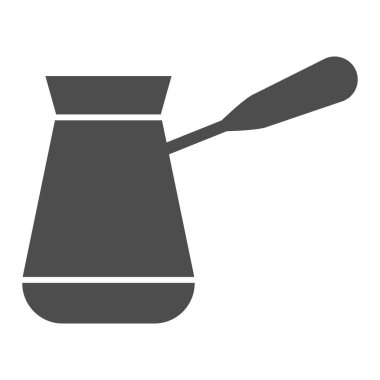 Kahve ikonu, kahve zamanı konsepti, beyaz arka planda espresso tabelası yapmak için Türk bakır çaydanlığı, mobil konsept ve web tasarımı için Türk simgesi. Vektör grafikleri.