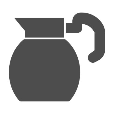 Su sürahisi katı ikonu, kahve zamanı konsepti, beyaz arka planda seramik sürahi işareti, mobil konsept ve web tasarımı için glifli taze süt veya su sürahi ikonu. Vektör grafikleri.