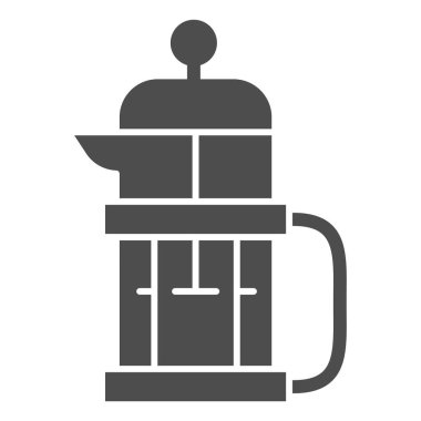 Çay ya da kahve ikonu demlemek için çaydanlık, kahve zamanı konsepti, beyaz arka planda çaydanlık tabelası, mobil konsept ve web tasarımı için cam çaydanlık ikonu. Vektör grafikleri.