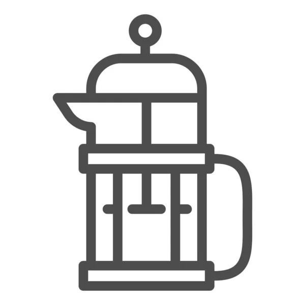 Konvice na vaření čaje nebo kávy ikona linky, Káva čas koncept, konvice znamení na bílém pozadí, skleněná konvice ikona ve stylu obrysu pro mobilní koncept a web design. Vektorová grafika. — Stockový vektor