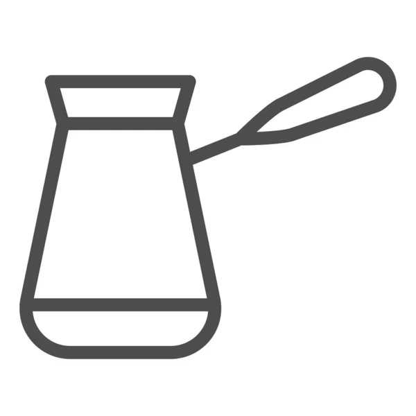 Ікона лінії кавового турка, концепція часу кави, турецький мідний горщик для пивоваріння знака еспресо на білому тлі, ікона турка в контурному стилі для мобільного концепту та веб-дизайну. Векторна графіка. — стоковий вектор