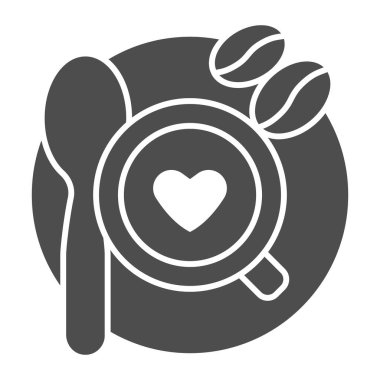 Kahve fincanı, kahve fincanı, kahve zamanı konsepti, beyaz arka planda latte işareti olan kupa, süslemeli kahve fincanı ve kabartmalı fasulye ikonu. Vektör grafikleri.