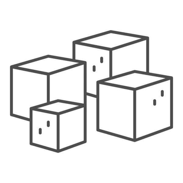 Icône de ligne mince de cubes de sucre, concept de temps de café, panneau de sucre raffiné blanc sur fond blanc, icône de quatre cubes dans le style de contour pour le concept mobile et la conception Web. Graphiques vectoriels. — Image vectorielle