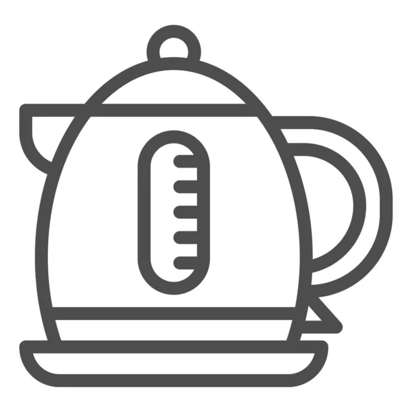 Иконка электрочайник линии, Кофе время концепции, чайник знак на белом фоне, значок чайник в набросок стиль для мобильной концепции и веб-дизайна. Векторная графика. — стоковый вектор