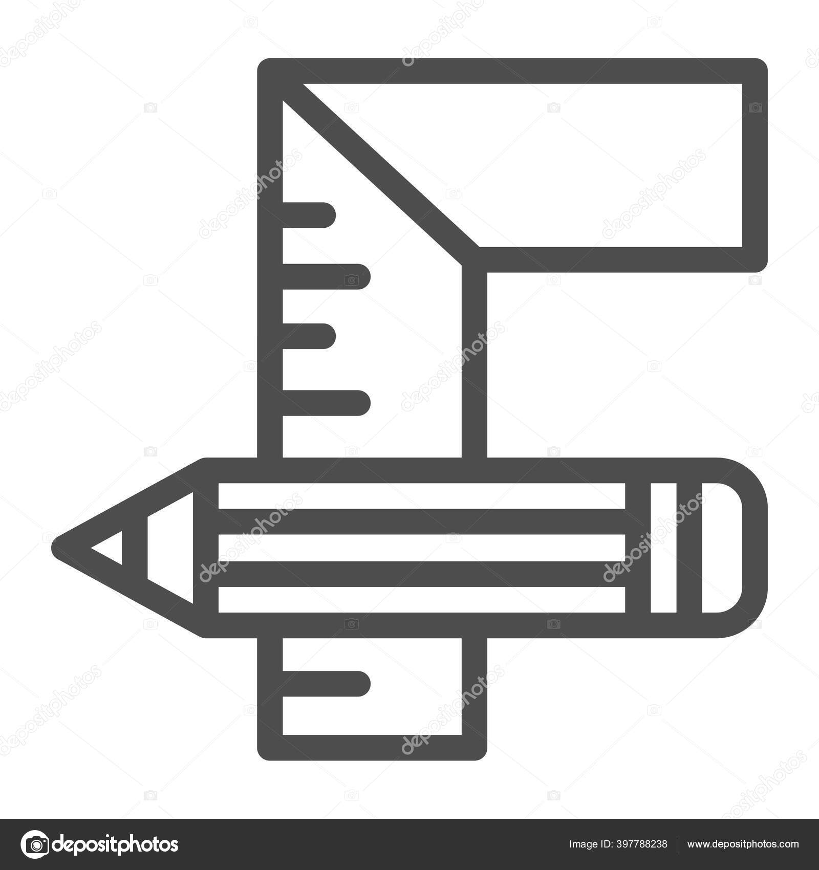 Ruler and Pencil Line Icon. Drawing Math Tools, Classic School