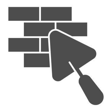 Brickwork and trowel solid icon, house repair concept, Bricklaying sign on white background, Brick wall trowel icon in glyph style for mobile concept and web design. Vector graphics. vector