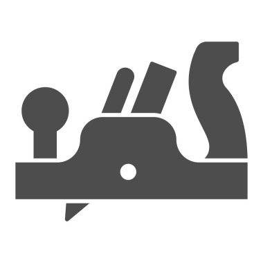 Ortak düzlem katı ikonu, ev onarımı konsepti, beyaz arka planda Retro kriko düzlem tabelası, mobil konsept ve web tasarımı için glifli uçak simgesi. Vektör grafikleri.