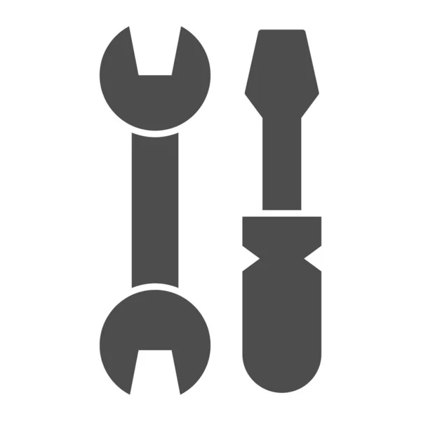 Wrench and screwdriver solid icon, house repair concept, tools sign on white background, wrench and screwdriver icon in glyph style for mobile concept and web design. Vector graphics. — Stock Vector