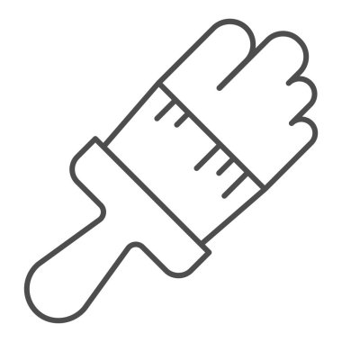 Boya fırçası ince çizgi simgesi, ev onarımı konsepti, beyaz zemin üzerinde fırça işareti, taşınabilir konsept ve web tasarımı için ana hatlı boya damlası ikonu. Vektör grafikleri.