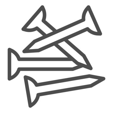 Tırnak çizgisi ikonu, ev onarımı konsepti, beyaz arka planda metal tırnak işareti, mobil konsept ve web tasarımı için ana hatlı çivi simgesi. Vektör grafikleri.