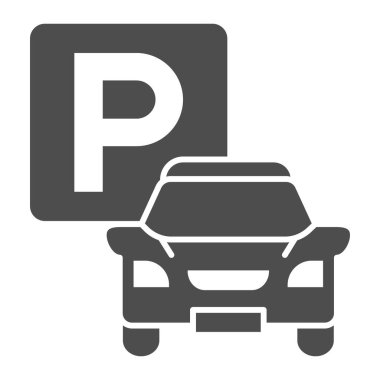 Otoparkın sağlam simgesi, ortak çalışma konsepti, beyaz arka planda park alanı simgesi, mobil konsept ve web tasarımı için park alanı simgesi. Vektör grafikleri.