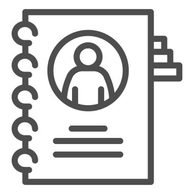 Çalışan anketi çizgisi simgesi, ortak çalışma konsepti, beyaz arka planda kariyer profili işareti, mobil konsept ve web tasarımı için ana hatlı çalışan dosya simgesi. Vektör grafikleri.