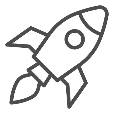 Roket çizgisi simgesi, ortak çalışma konsepti, beyaz arka planda iş ilanı başlat, mobil konsept ve web tasarımı için ana hatlı roket fırlatma simgesi. Vektör grafikleri.