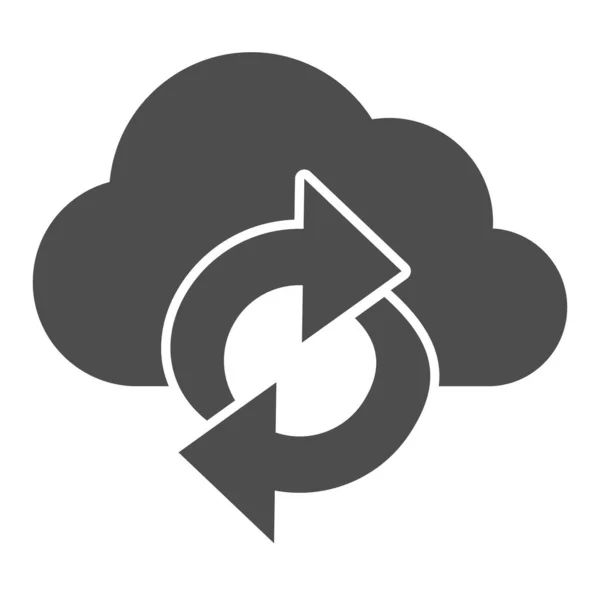 Wolke und Pfeile solides Symbol, Coworking-Konzept, Data Sync Zeichen auf weißem Hintergrund, Cloud-Synchronisations-Symbol im Glyphen-Stil für mobiles Konzept und Webdesign. Vektorgrafik. — Stockvektor