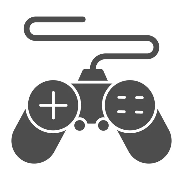 Gamepad icono sólido, concepto de coworking, signo de joystick sobre fondo blanco, controlador para icono de videojuegos en estilo glifo para concepto móvil y diseño web. Gráficos vectoriales. — Vector de stock