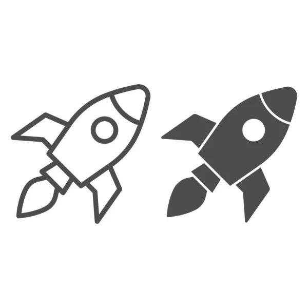 Rocket line und Solid icon, Coworking concept, Start up business sign auf weißem Hintergrund, Rocket launch icon in outline style für mobiles Konzept und Webdesign. Vektorgrafik. — Stockvektor