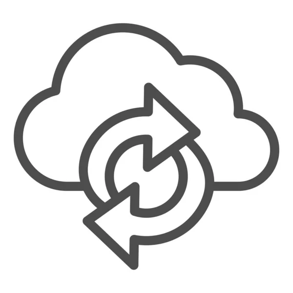 Cloud en pijlen lijn pictogram, Coworking concept, Data Sync teken op witte achtergrond, cloud synchronisatie pictogram in grote lijnen voor mobiele concept en web design. vectorgrafieken. — Stockvector