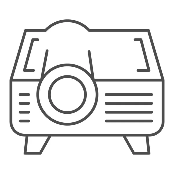 Icono de línea delgada del proyector, concepto de coworking, señal de equipo de vídeo sobre fondo blanco, icono de proyector de vídeo en estilo de esquema para el concepto móvil y el diseño web. Gráficos vectoriales. — Archivo Imágenes Vectoriales