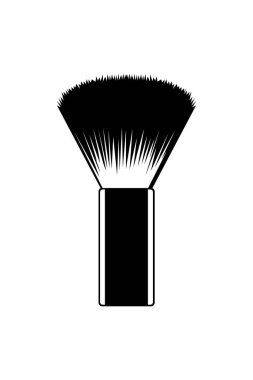 Beyaz arkaplanda tıraş fırçası simgesi. Tıraş kremi sürmek için fırça. Kuaför aletleri konsepti. Sakal traş fırçasının düz bir şekilde illüstrasyonu.